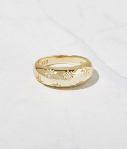 Dome Ring, Gold Dome Ring, Silver Dome Ring, Star Ring, Celestial Jewelry, Gift for Her, Star Dome Ring, Trendy Jewelry, Stacking Ring