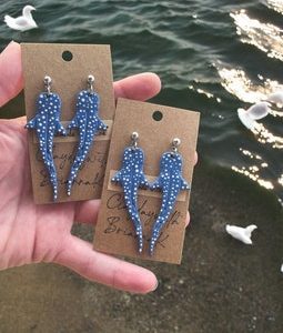 Whale Shark polymer clay earrings! (1 pair) | ocean | shark | animals | gifts | handmade jewelry |