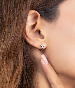 Sterling Silver Whale Tail Hoop Earrings: Dainty Huggie Jewelry