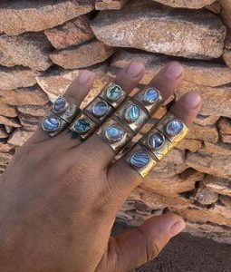 Abalone brass ring cuff